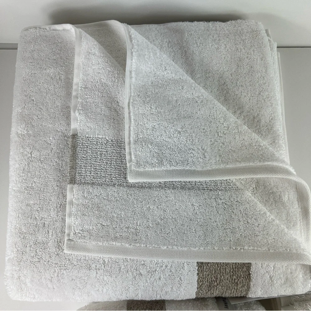 Pera Avenue Luxe Bath Towel Set 100% Turkish Cotton Cream & Tan 8 Piece Set